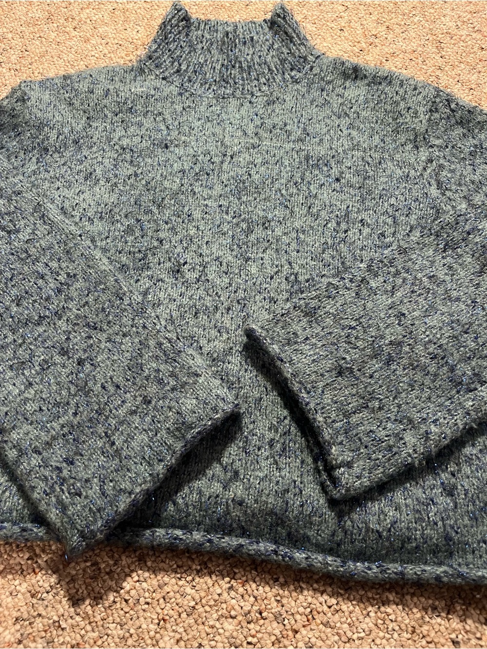 Anthropologie Moth Blue Sparkle Knit Tinsel Mock Neck Sweater - Picture 4 of 10